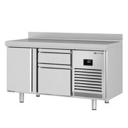 Stół chłodniczy PREMIUM PLUS - 1468x600mm - 250L - z 1 drzwiami - z 2 szufladami - z rantem - na rynek PL