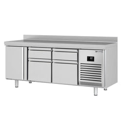 Stół chłodniczy PREMIUM PLUS - 1960x600mm - 385L - z 1 drzwiami - z 4 szufladami - z rantem