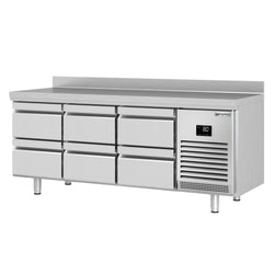 Stół chłodniczy PREMIUM PLUS - 1960x700mm - 465L - z 6 szufladami - z rantem