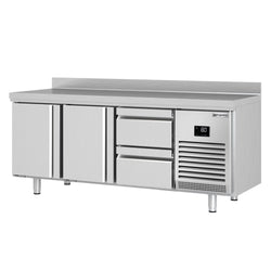 Stół chłodniczy PREMIUM PLUS - 1960x600mm - 385L - z 2 drzwiami - z 2 szufladami - na rynek PL - z rantem
