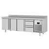 Stół chłodniczy PREMIUM PLUS - 2452x600mm - 510L - z 3 drzwiami - z 2 szufladami - z rantem