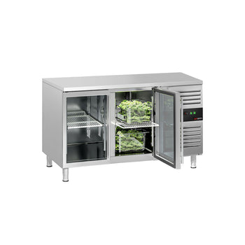 Stół chłodniczy ECO - 1360 x 700 mm - z 2 szklanymi drzwiami - Prime Gastro
