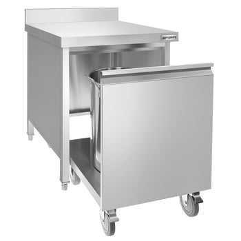 Kosz na śmieci ze stali nierdzewnej z pojemnikiem na rolkę i panelem tylnym - 50L - Prime Gastro