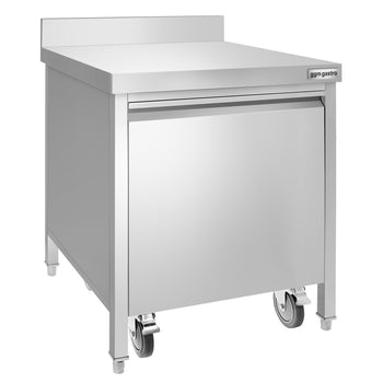 Kosz na śmieci ze stali nierdzewnej z pojemnikiem na rolkę i panelem tylnym - 50L - Prime Gastro