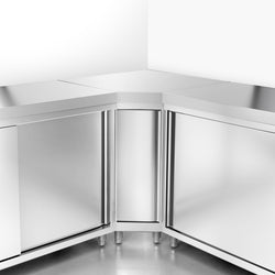 Szafka robocza narożna ze stali szlachetnej PREMIUM z drzwiami skrzydłowymi 1000 x 700 mm