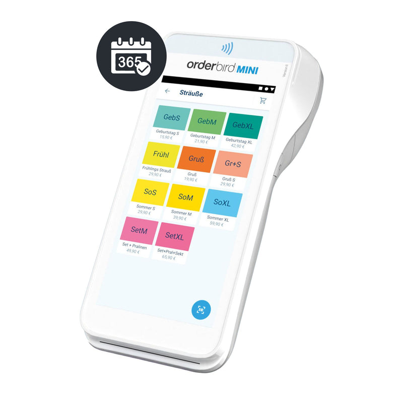 ORDERBIRD | MINI - 12 Monate Laufzeit - Mobiles Endgerät inkl. Bondrucker und Kartenlesegerät