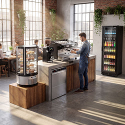 panoramavitirne_kaffeemuehle_gläserspuelmaschine_kaffeemaschine_getraenkekuehlschrank_room