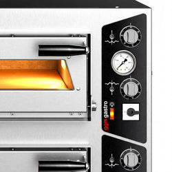 Elektryczny piec do pizzy – 6+6 x 35 cm (szerokość) – manualna obsługa – wraz z podstawą