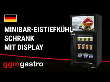 Minibar z zamrażarką - 460 mm - z 1 szklanymi drzwiami & wbudowanym 19-calowym wyświetlaczem LCD - Prime Gastro
