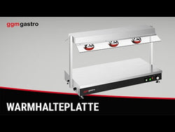 Płyta grzewcza bufetowa - ze stali nierdzewnej - 1035mm - 3x GN 1/1 - 1,50kW - z 3 lampami na podczerwień - z osłoną szklaną