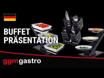 Etażer / Stojak bufetowy - czarny - włącznie z 12 miskami z melaminy - kwadratowy - Prime Gastro