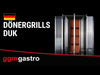 Gas gyros/kebab grill - 4 burners - max. 60 kg - including 2 protective plates and 2 hinged doors