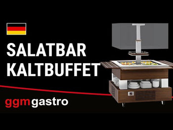 Bar sałatkowy DUBLIN - 1600 mm - z prostą szklaną pokrywą - na 4 pojemniki GN 1/1 - czarny