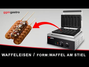 Gofrownica / urządzenie do robienia corn dogów - 1,55 kW - Forma: Gofr na patyku