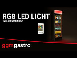 Chłodziarka barowa - 345L- 595mm - 1‑drzwiowa, drzwi skrzydłowe, drzwi szklane - oświetlenie LED RGB - Czarna - 2–10°C