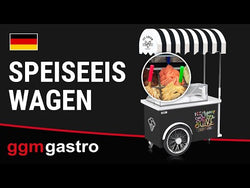 Ice cream trolley - 1570 mm - with sink - for 7 x 5 litre containers