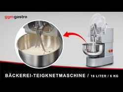 Miesiarka spiralna do ciasta - 16L / 6kg - 5 prędkości - z wyjmowaną dzieżą - z timerem - do ciast ciężkich - 230V
