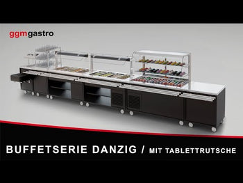 Wózek na szklanki i filiżanki DANZIG - 700 mm - z prowadnicą tacy - czarny