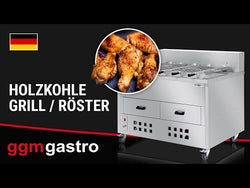 Grill węglowy / opiekacz do kurczaka - 1400 mm - z 6 szpikulcami - Prime Gastro