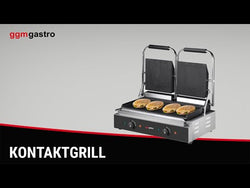 Grill kontaktowy / grill do hamburgerów – 2,2 kW – grzanie górne i dolne – powierzchnia grillowania: 345 x 235 mm – czarny