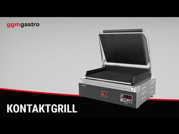 Grill kontaktowy - 3,6 kW - Cyfrowy - Ryflowana górna i dolna część - Powierzchnia grilla: 480x230 mm