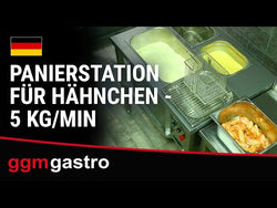 Stacja panierowania elektryczna - GN1/1x20cm - 0,18kW - 5kg/min - z koszem zanurzeniowym - automatyczne sito i separacja bułki tartej - na kołkach z hamulcem