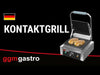 Grill kontaktowy do hamburgerów – powierzchnia grillowa: 230 x 230 mm – 2,2 kW – z ryflowaną płytą górną i dolną