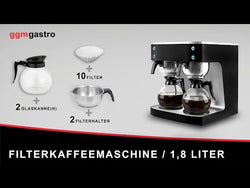 Filter coffee maker - 2x 1.8 litres - 4 kW - with 4 hotplates - including 2 glass jugs