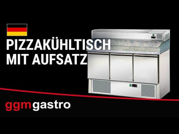 Stół chłodniczy do pizzy PREMIUM - 1400x700mm - 3 szklane drzwi - włącznie z witryną chłodniczą nadstawną - 6x GN 1/4 - Prime Gastro