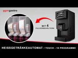 Automat do gorących napojów instant z 4 pojemnikami na proszek - 2kW - Dotykowe - 10 programów - Czarny