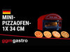 Piec do pizzy mini – elektryczny – jednokomorowy – czerwony – 1x 34 cm – 2,5 kW – 230 V – manualny