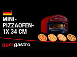 Elektryczny mini piec do pizzy – 1 x 34 cm – manualny – kolor czerwony