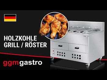 Grill węglowy / opiekacz do kurczaka - 1800 mm - z 8 szpikulcami - Prime Gastro