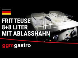 Podwójna frytkownica elektryczna – 600 mm – 8+8 litrów – 9 kW – z kranikiem spustowym