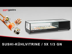 Witryna chłodnicza do sushi – 5 przegródek GN 1/2 – czarna