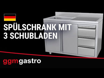 Sink cabinet - 1200x600 mm - with waste container & 1 sink on the right