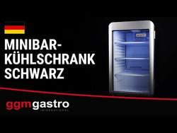 Lodówka minibarowa – 500 mm – 120 litrów – z 1 szklanymi drzwiami (czarno- srebrna)