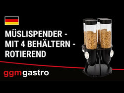Muesli &amp; cornflakes dispenser - quadruple - rotatable - Ø 120 mm - silver - rotatable dispenser