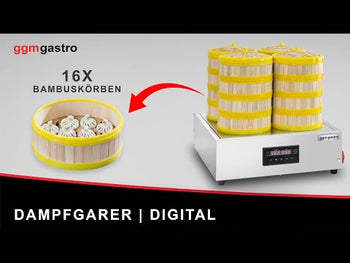 Piekarnik parowy - 2,5 kW - cyfrowy - w zestawie 16 koszyków bambusowych i 4 pokrywki