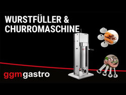 Manual sausage &amp; churro stuffer - 7 litres - stainless steel - incl. 4 sausage stuffers &amp; 3 churro attachments