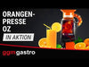 Wyciskarka do pomarańczy – elektryczna – z automatycznym podawaniem owoców i trybem czyszczenia – pomarańczowa