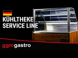 Witryna chłodnicza Service Line - 1000x880mm - 1100L - Czarny - 2 półki - z oświetleniem LED - blat granitowy Czarny