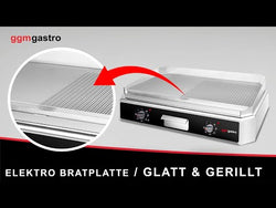 Płyta grillowa elektryczna - 5kW - Gładko-ryflowana - Powierzchnia: 790x445mm - nastawna