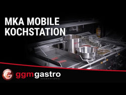 Mobilna stacja do gotowania - 1600x850mm - Wys.: 1170mm - z nadstawką szklaną - z wentylacją - do 3 urządzeń nablatowych - w tym: Elektryczna kuchenka & Bemar