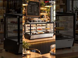 Countertop display fridge - 200L - 1220mm - Double glazing - square - with 2 adjustable chrome shelves - rear sliding glass doors