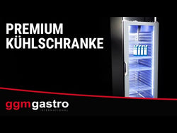 Szafa chłodnicza ze stali nierdzewnej PREMIUM PLUS - GN 2/1 - 560L - 687x794mm - 1 drzwi, przeszklona - chłodzenie wentylowane; LED