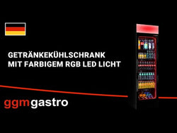 Chłodziarka barowa - 345L- 595mm - 1‑drzwiowa, drzwi skrzydłowe, drzwi szklane - oświetlenie LED RGB - Czarna - 2–10°C