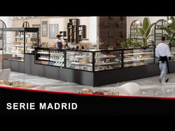 Cake display cabinet MADRID - 2000 mm - with LED lighting, curtain &amp; 2 shelves - Matt black