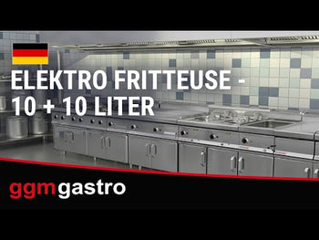 Podwójna frytownica elektryczna - 10+10 litrów - 18 kW - włącznie z podstawą z 2 drzwiczkami