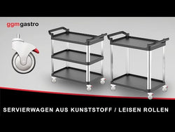 Plastic serving trolley - 800x500mm - with 2 storage shelves